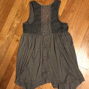 Miss Me gray racerback lace tank